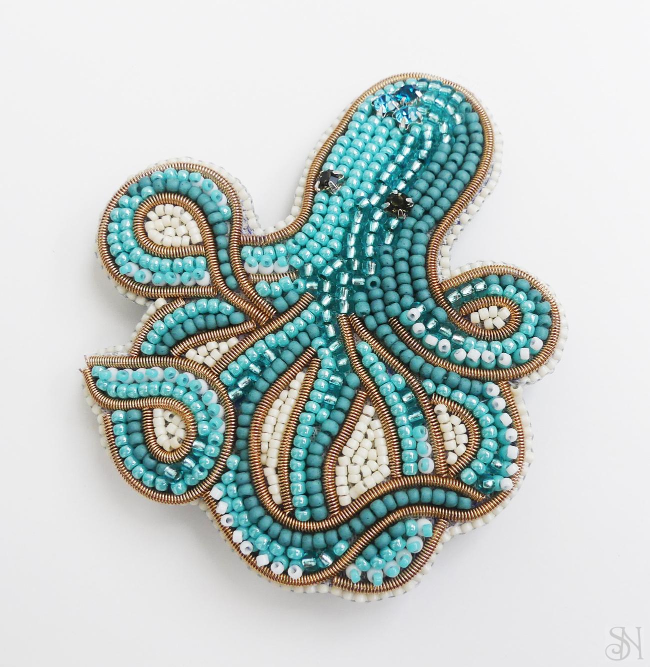 handmade brošňa chobotnica