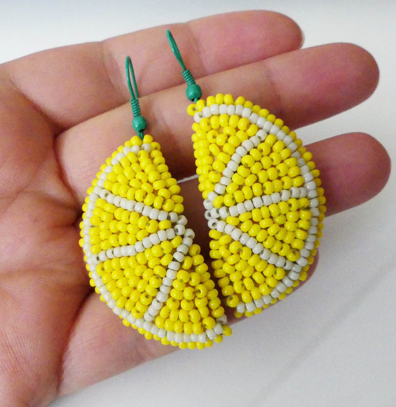 Handmade visiace náušnice citróny