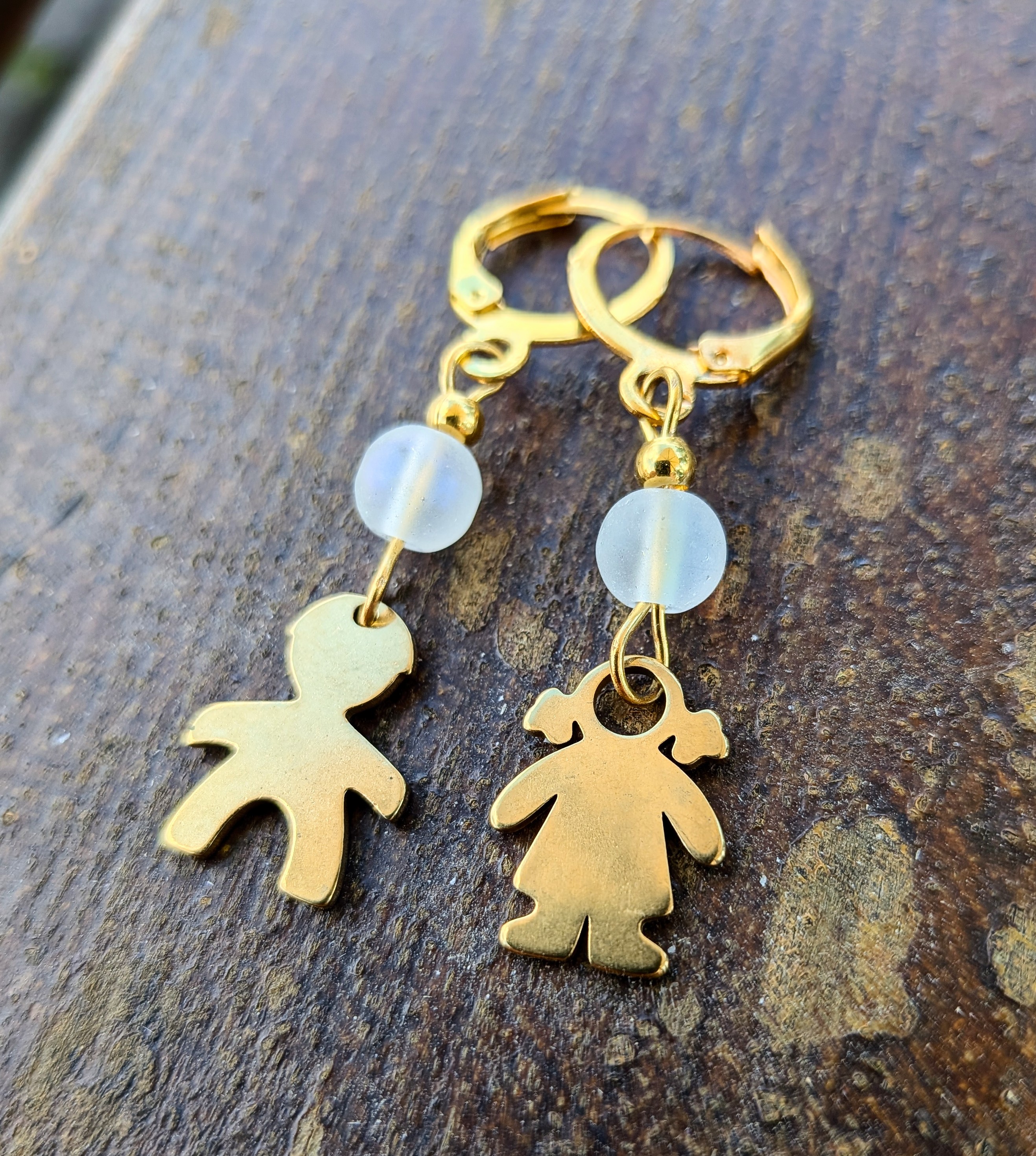 Handmade náušnice deti s liečivým kameňom opalitom- chirurgická oceľ