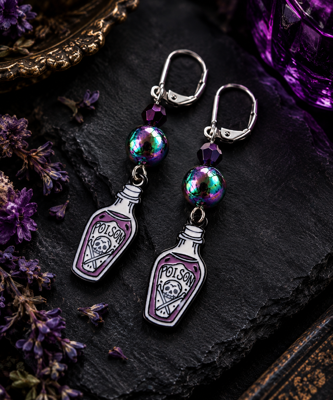 Handmade extravagantné náušnice "Magický odvar" (Poison) - chirurgická oceľ