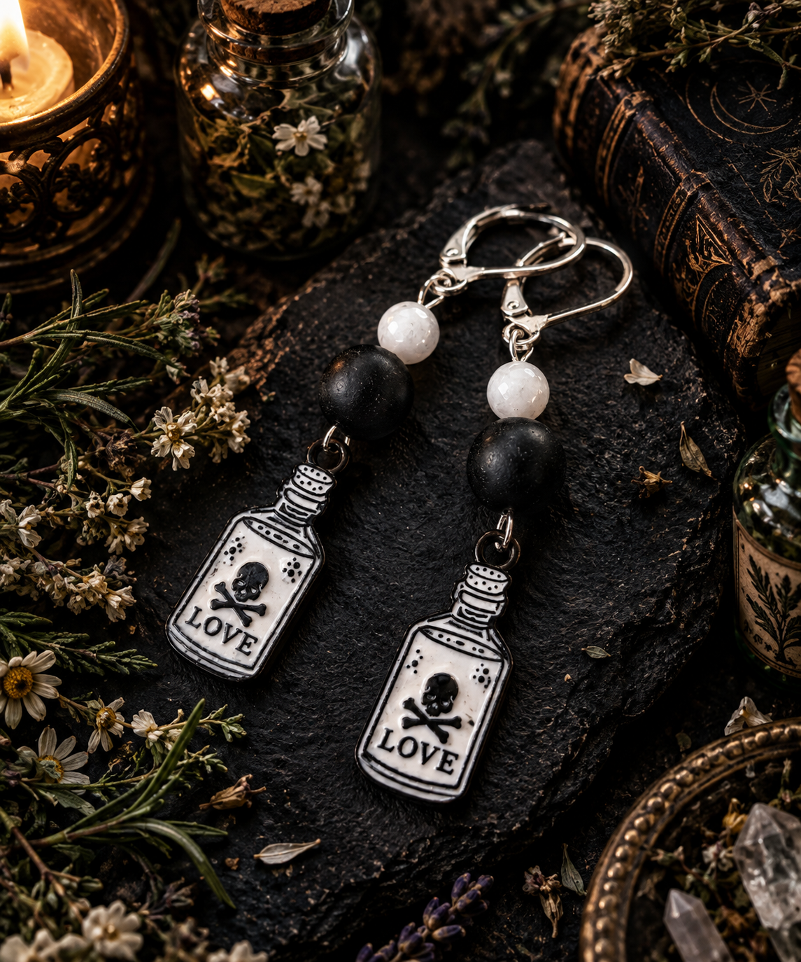 Handmade gothic náušnice Love Potion - chirurgická oceľ