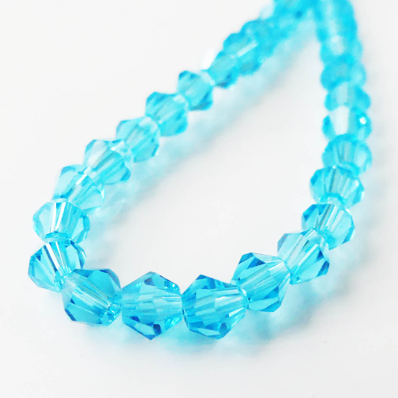 CrystaLine bicone 4 mm sklenené korálky aqua modré - 10 ks