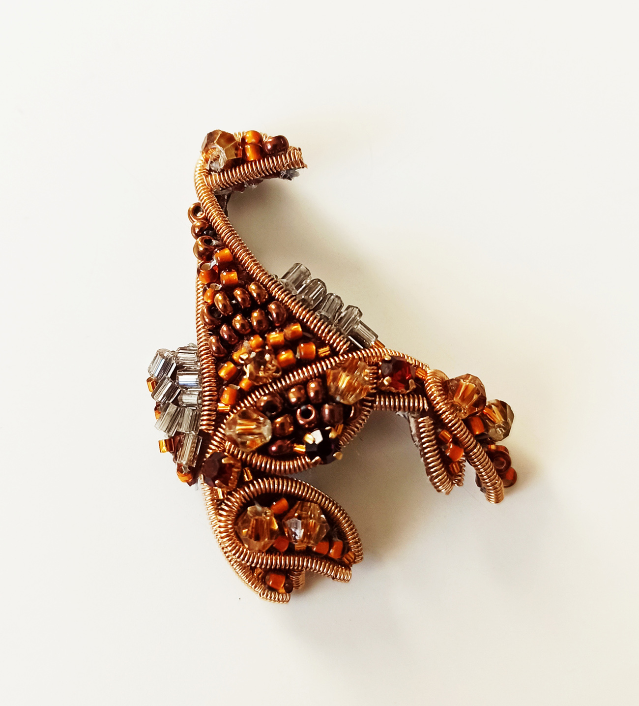 Handmade šitá korálková brošňa škorpión